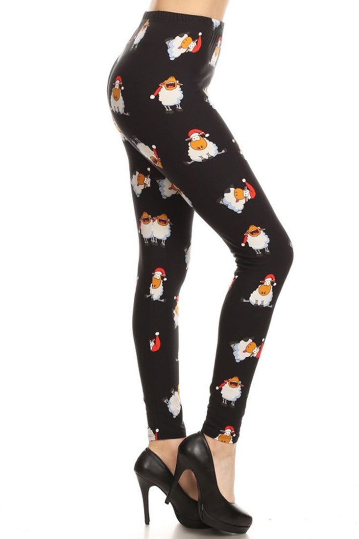 Niobe Clothing Black Holiday Sheep Design Leggings - Leggings p_leggings