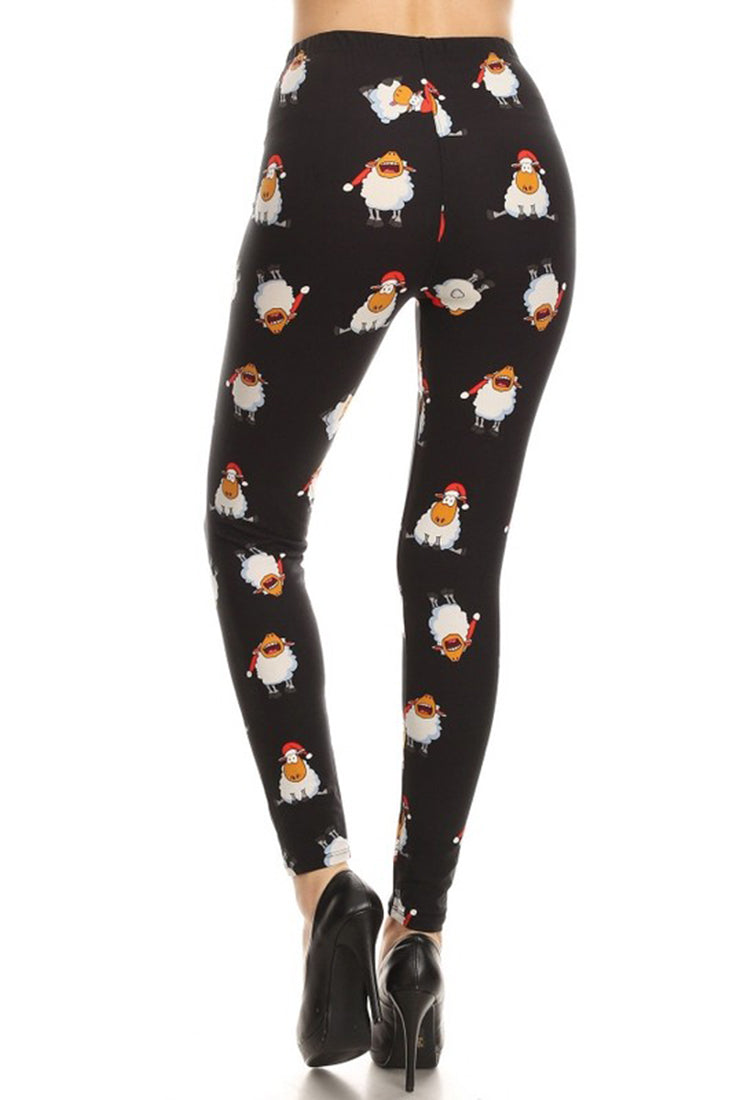 Niobe Clothing Black Holiday Sheep Design Leggings - Leggings p_leggings