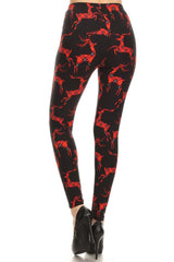 Plaid Reindeer Design Leggings leggings- Niobe Clothing