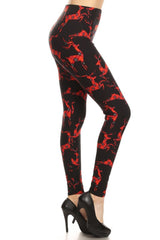 Plaid Reindeer Design Leggings leggings- Niobe Clothing