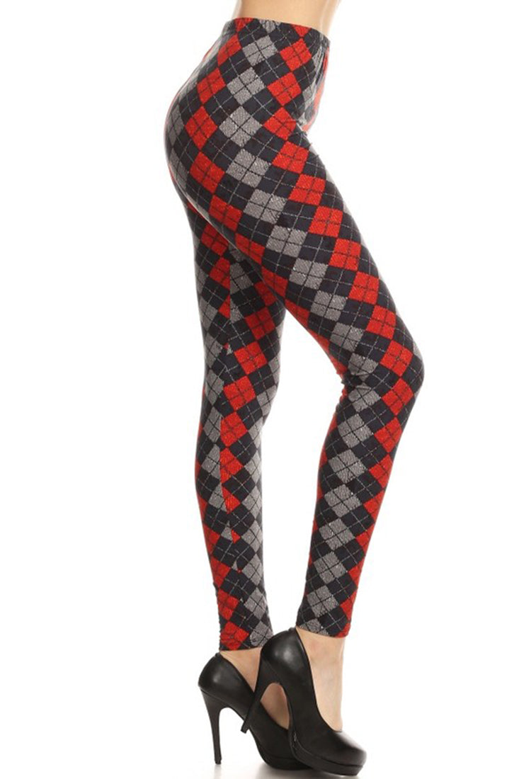 Black Red Grey Argyle Design Leggings – Niobe Clothing