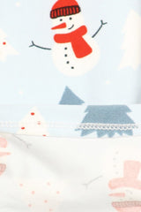 Light Blue Snowman Design Leggings leggings- Niobe Clothing