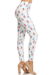 Light Blue Snowman Design Leggings leggings- Niobe Clothing