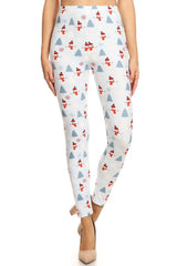 Light Blue Snowman Design Leggings leggings- Niobe Clothing