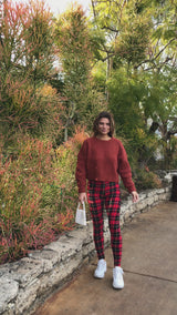 Red Plaid Design Leggings