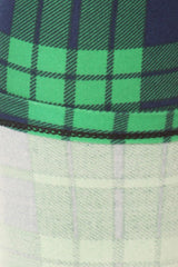 Dk Blue Green Plaid Design Leggings leggings- Niobe Clothing