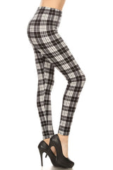 Black White Plaid-1 Graphic Fashion Lined Leggings leggings- Niobe Clothing