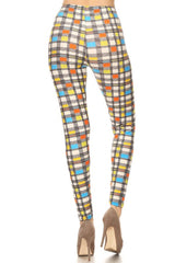 Retro Plaid Design Leggings leggings- Niobe Clothing