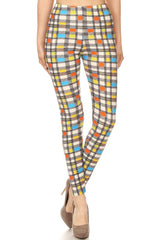 Retro Plaid Design Leggings leggings- Niobe Clothing
