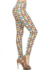 Retro Plaid Design Leggings leggings- Niobe Clothing