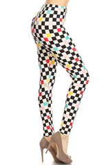 Niobe Clothing Black White Multicolor Checkers Design Leggings - leggings