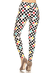 Niobe Clothing Black White Multicolor Checkers Design Leggings - leggings