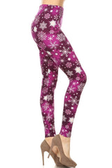 Niobe Clothing Purple Snowflake Design Leggings - leggings