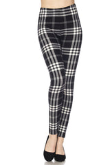Niobe Clothing Black Plaid Design Leggings - leggings