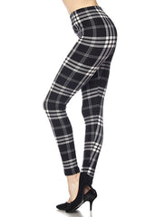 Niobe Clothing Black Plaid Design Leggings - leggings