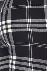 Niobe Clothing Black Plaid Design Leggings - leggings