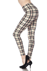 Niobe Clothing Khaki Tartan Design Leggings - leggings