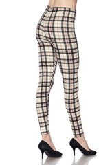Niobe Clothing Khaki Tartan Design Leggings - leggings