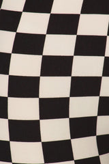 Black White Check Biker Shorts leggings- Niobe Clothing