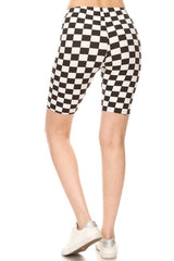Black White Check Biker Shorts leggings- Niobe Clothing