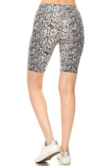Snakeskin Print Biker Shorts leggings- Niobe Clothing