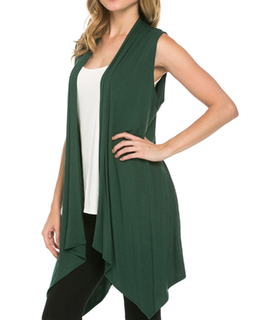 Niobe Clothing Sleeveless Asymmetric Hem Cardigan - f_outerwear
