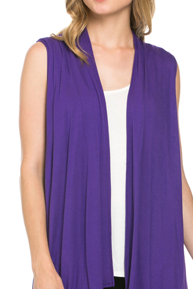 Niobe Clothing Sleeveless Asymmetric Hem Cardigan - f_outerwear