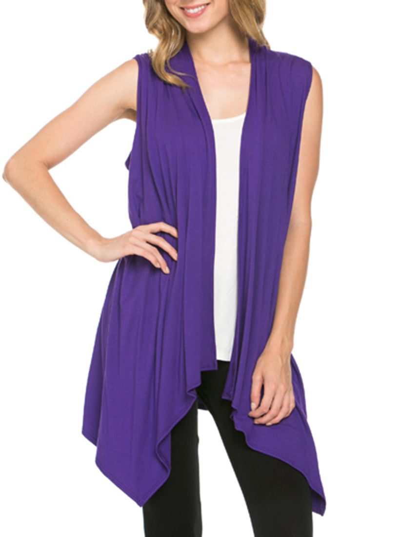 Niobe Clothing Sleeveless Asymmetric Hem Cardigan - f_outerwear
