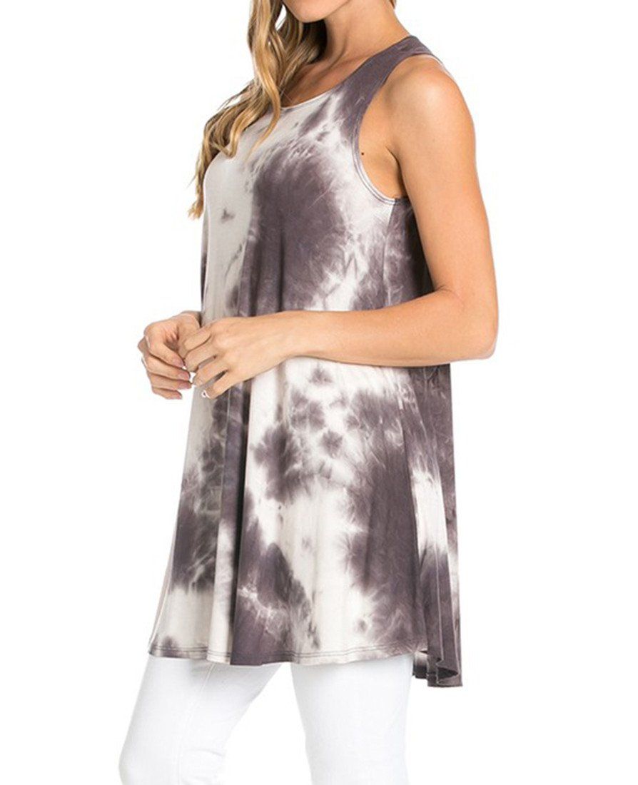 Azules Sleeveless A-line Tank Tunic (Desaturation) - f_tops