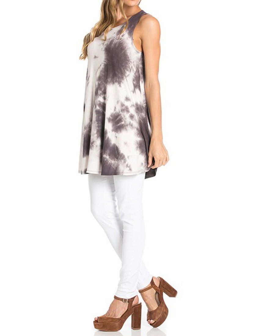 Azules Sleeveless A-line Tank Tunic (Desaturation) - f_tops