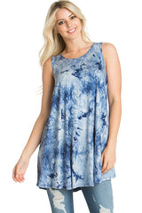 Sleeveless A-line Tank Tunic (Ocean Tie Dye) Tunics- Niobe Clothing