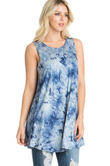 Sleeveless A-line Tank Tunic (Ocean Tie Dye) Tunics- Niobe Clothing