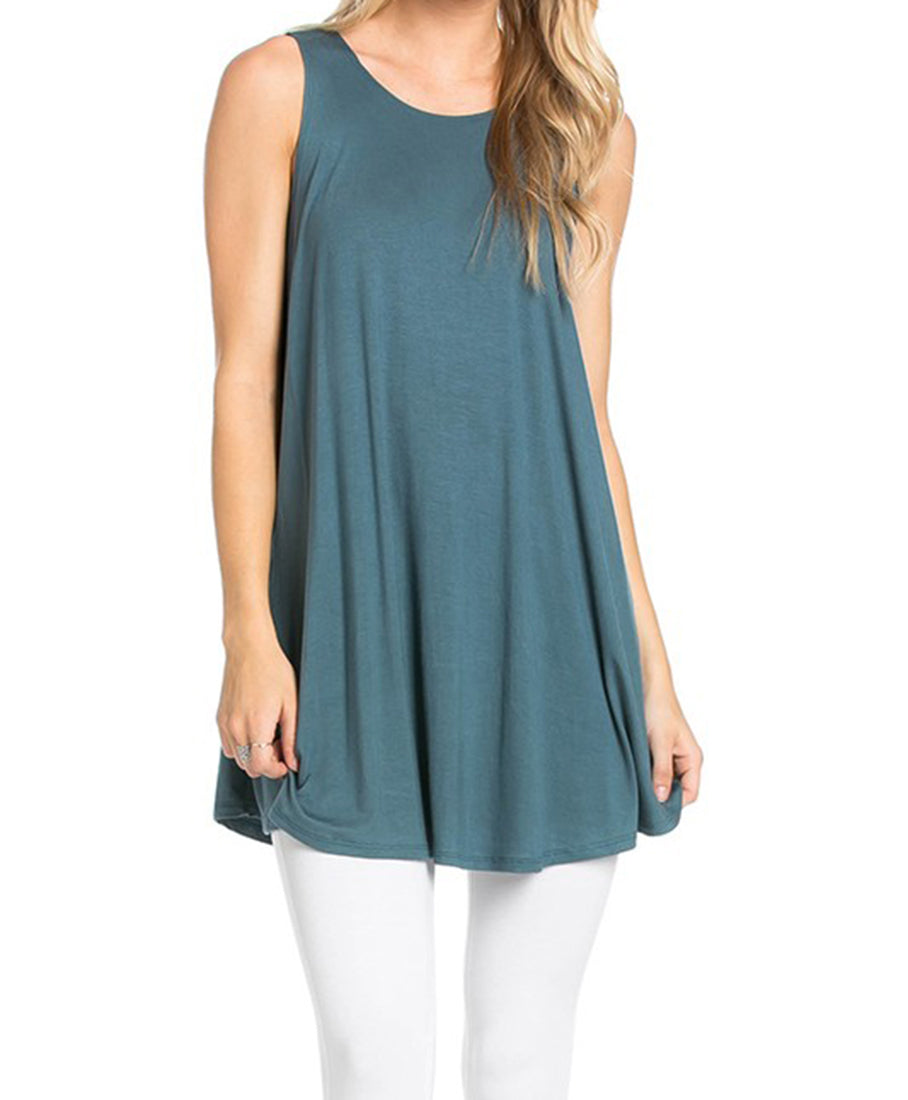 Azules Sleeveless A-line Tank Tunic - Tunics f_tops