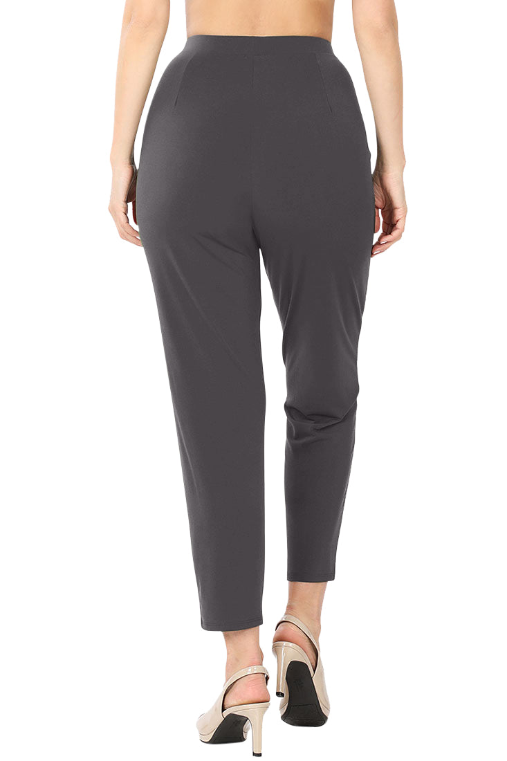 Zenana Pleated High Rise Elastic Waist Ankle Pants w/ Pockets - Trousers sb_bottoms