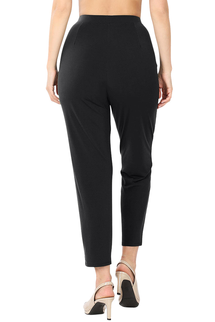 Zenana Pleated High Rise Elastic Waist Ankle Pants w/ Pockets - Trousers sb_bottoms