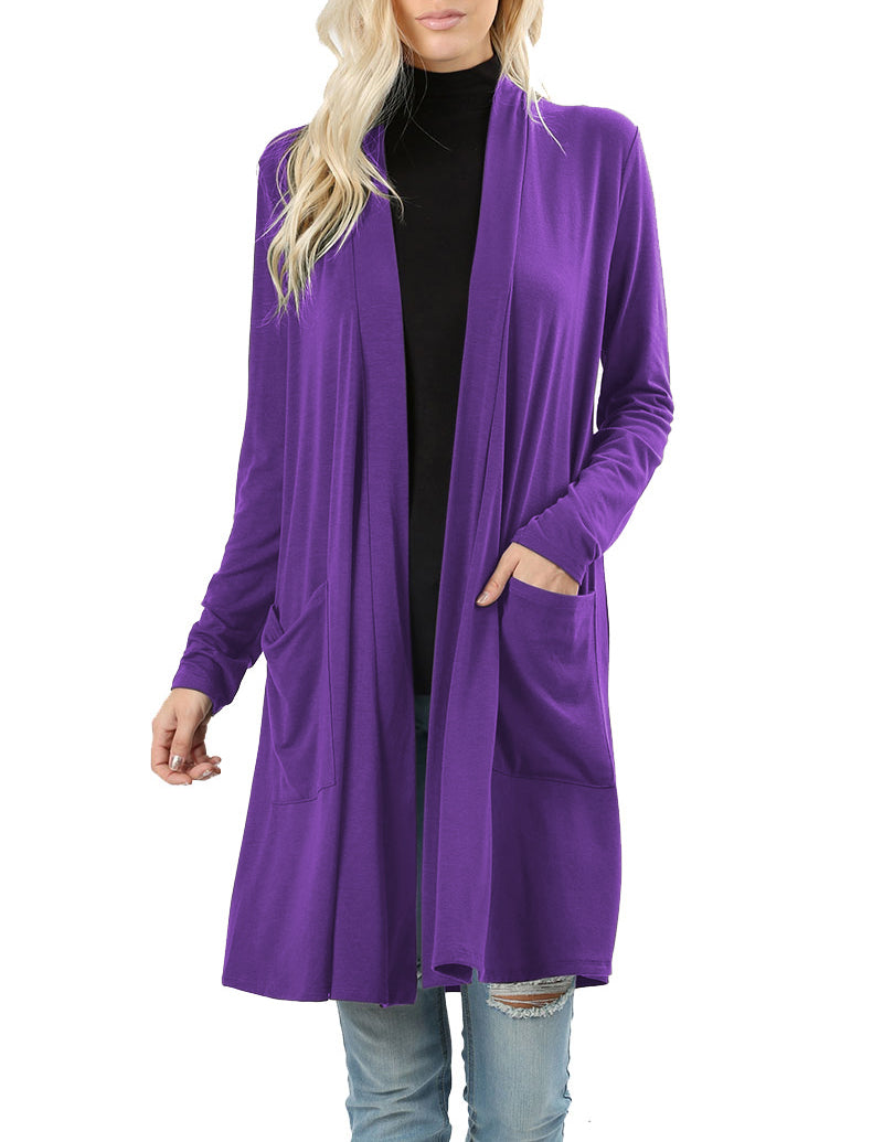 Zenana Long Sleeve Draped Long Cardigan - Cardigans sb_outerwear