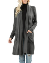 Long Sleeve Draped Long Cardigan Cardigans- Niobe Clothing