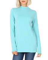 Womens Long Sleeve Cotton Mock Neck Top Tops- Niobe Clothing