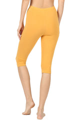 High Waist Seamless Cotton Capri Leggings leggings- Niobe Clothing