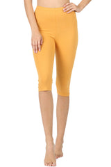 High Waist Seamless Cotton Capri Leggings leggings- Niobe Clothing