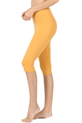 High Waist Seamless Cotton Capri Leggings leggings- Niobe Clothing