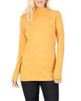 Womens Long Sleeve Cotton Mock Neck Top Tops- Niobe Clothing
