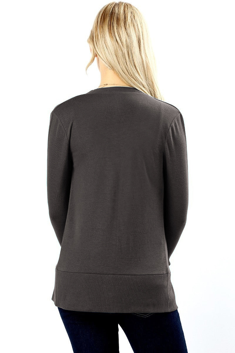 Zenana Snap Button Long Sleeve Sweater Cardigan - Cardigans sb_outerwear