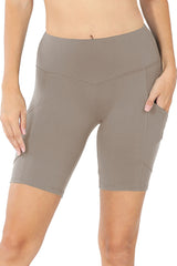 High Waist Active Biker Running Yoga Shorts w/ Pockets