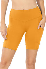 High Waist Active Biker Running Yoga Shorts w/ Pockets