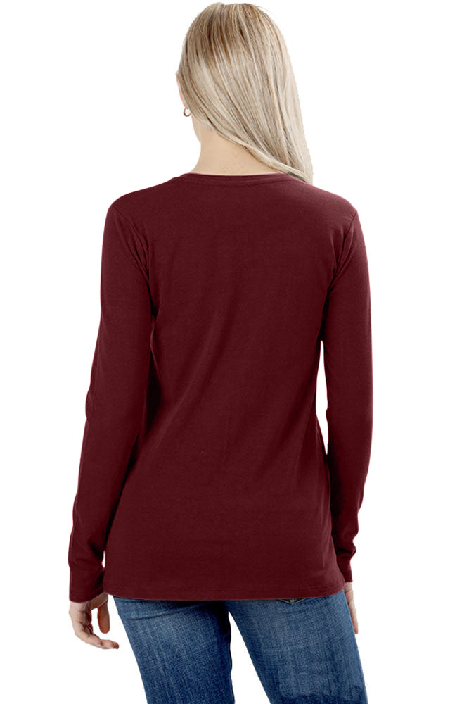 Zenana Cotton Long Sleeve Crew Neck Shirt - Shirts sb_tops