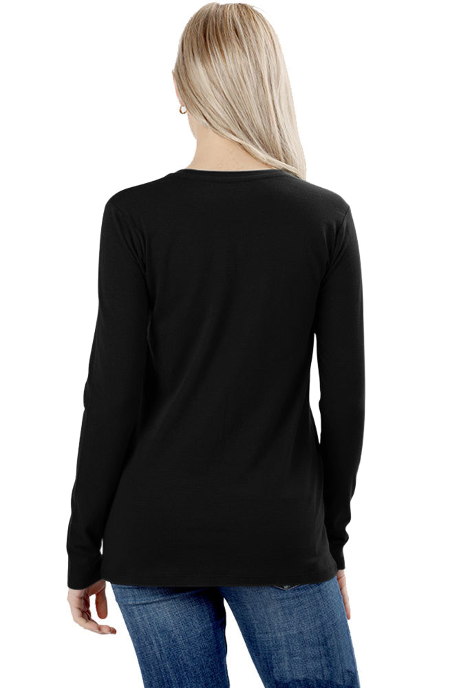 Zenana Cotton Long Sleeve Crew Neck Shirt - Shirts sb_tops