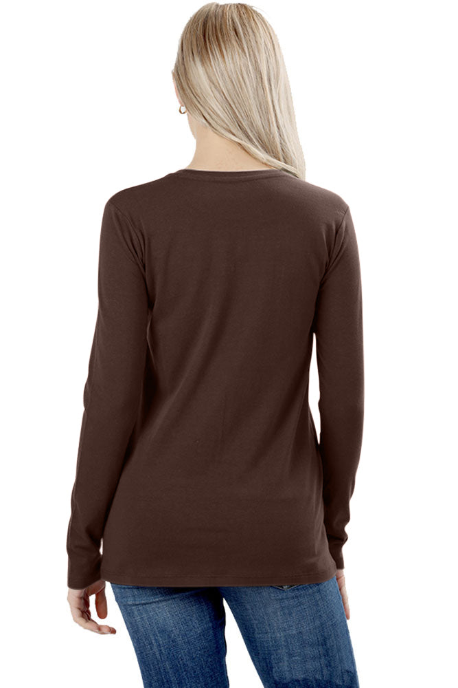 Zenana Cotton Long Sleeve Crew Neck Shirt - Shirts sb_tops