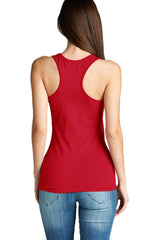 Active Basic Scoop Neck Basic Racerback Cotton Tank Top - Tops