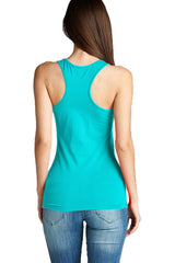 Active Basic Scoop Neck Basic Racerback Cotton Tank Top - Tops